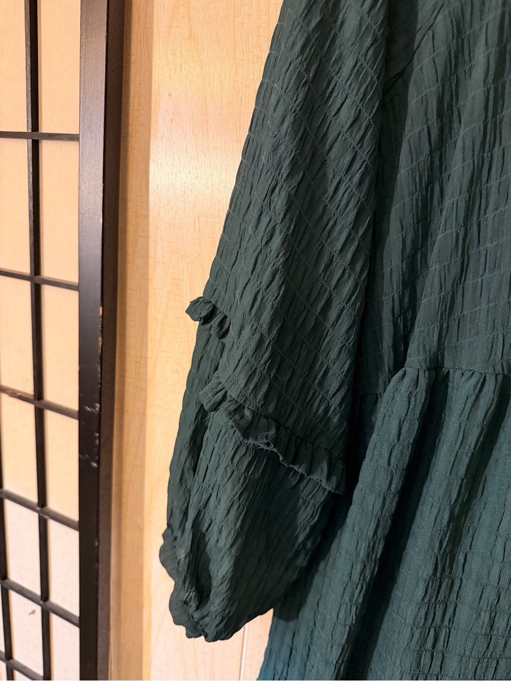 Anthropologie Teal Textured Tiered Long-Sleeve Dress Mare Mare - Picture 5 of 5